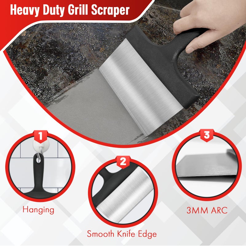 MEKER Griddle Cleaning Kit for Blackstone  Flat Top Grill Cleaning Kit with Grill Stone  Upgraded Scouring Pads & Griddle Scraper & Griddle Brush with Handle - Easy to Remove Stain (10 PCS) - Image 2